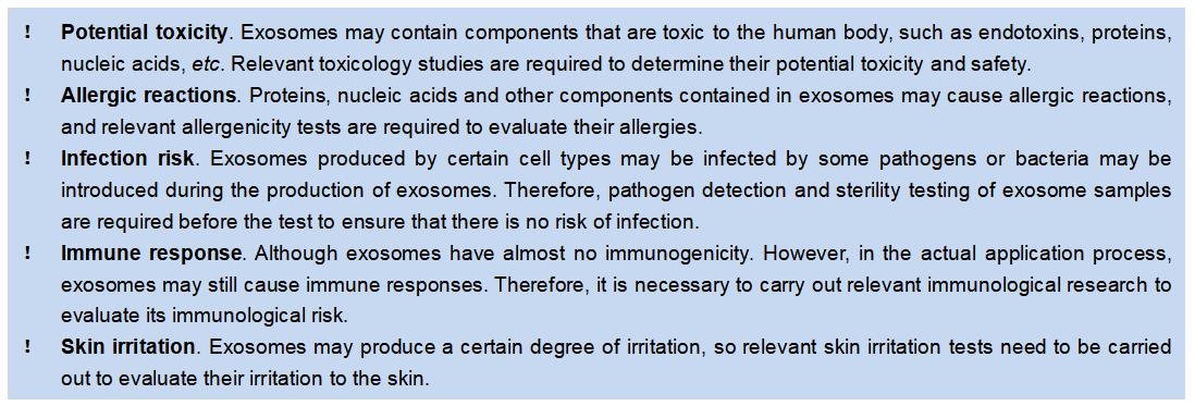 Safety Issues of Skincare Exosome Product before Entering the Trial Stage