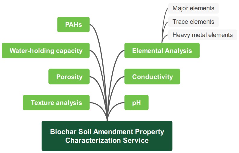 Comprehensive biochar soil amendment property characterization service. (Creative Biolabs Original)