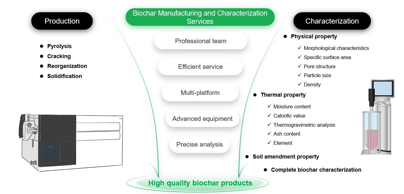 One-stop biochar manufacturing and characterization services. (Creative Biolabs Original)