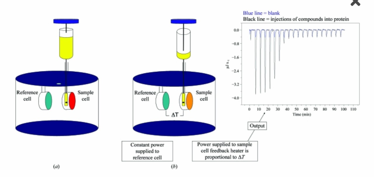 Schematic diagram of an isothermal titration calorimetry instrument. (Chung, 2007)