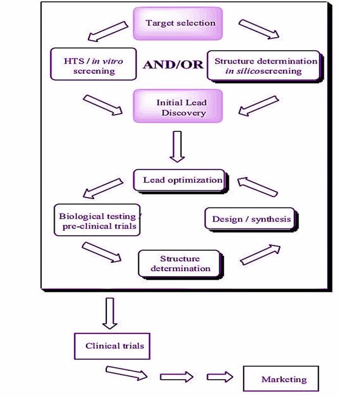 Schematic representation of the relationship between the different aspects of a modern drug discovery project.