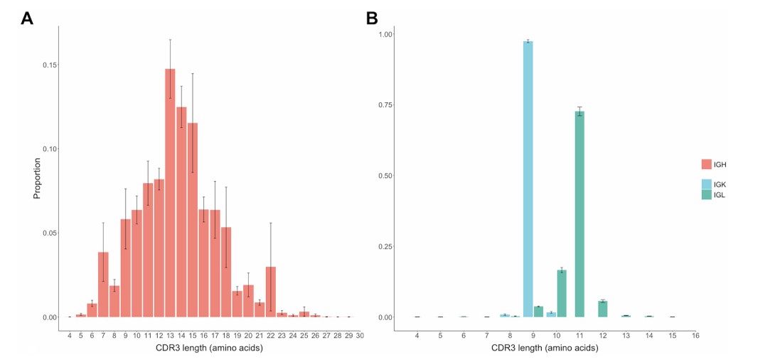 Fig.1 CDR3 lengths of healthy dogs.